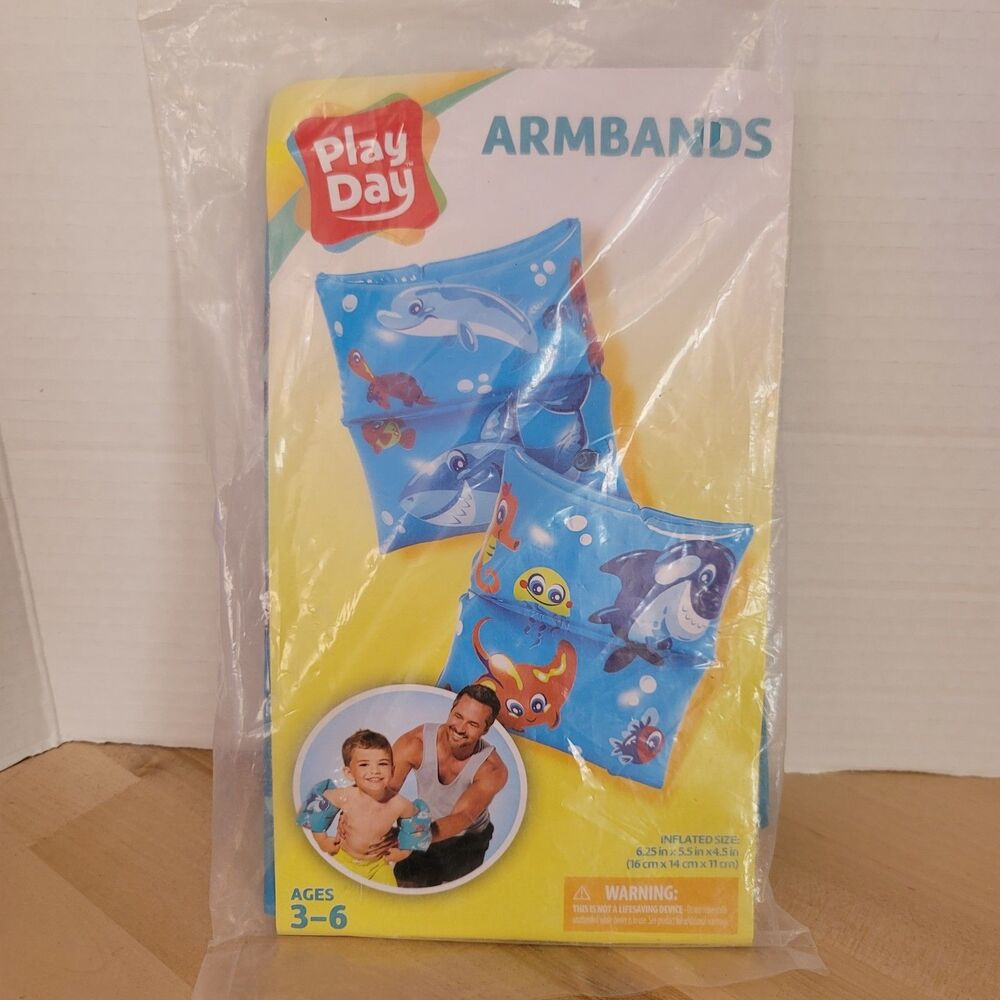 Play Day Inflatable Armbands Floaties For Kids Sea Ocean Pattern Swimming
